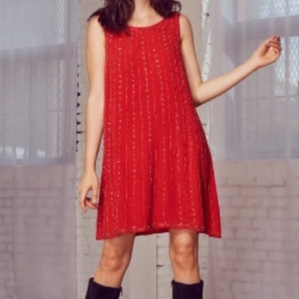 Lost + Wander Rouge Beaded Swing Dress Red NWT - Picture 3 of 11